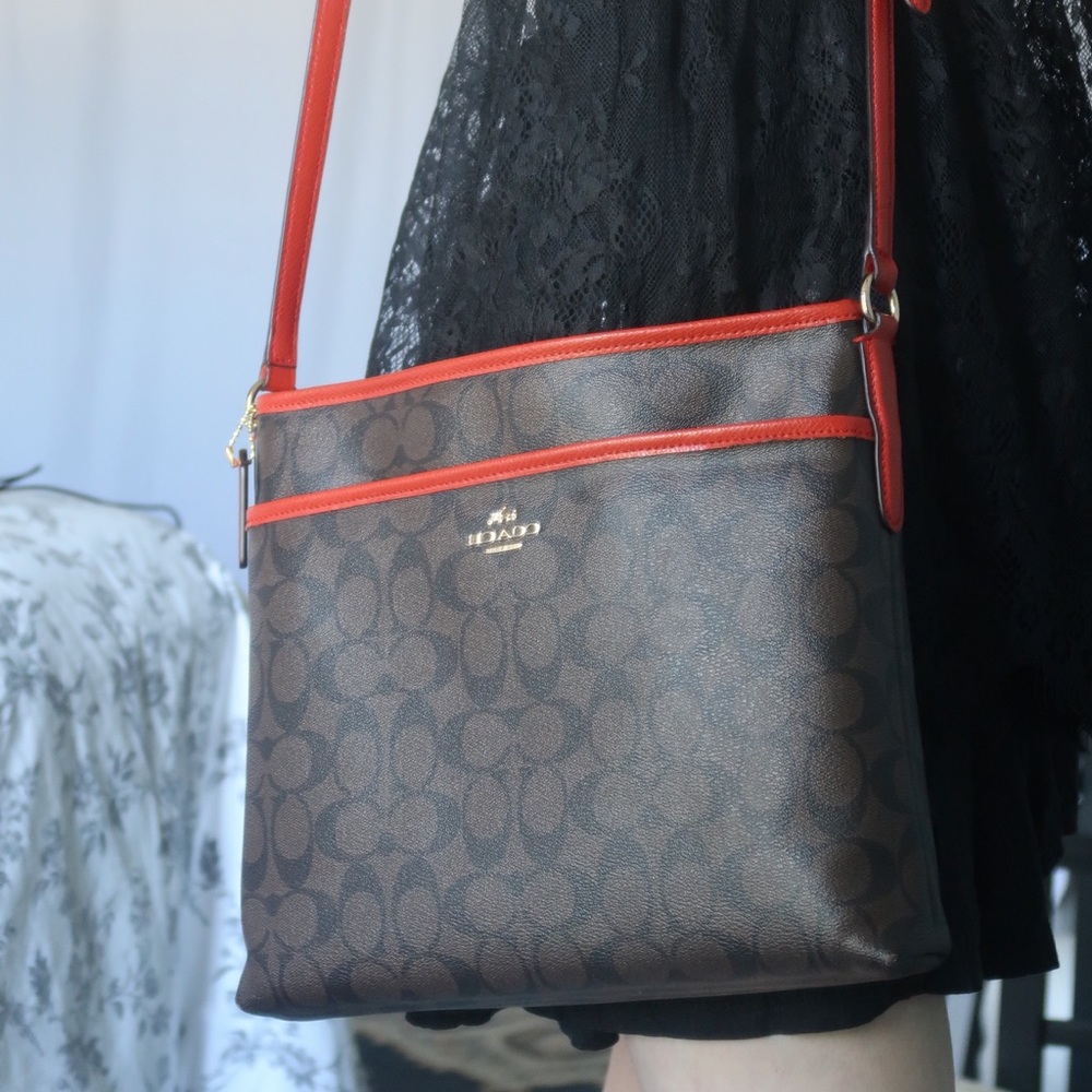 Coach bag (brown with orange trim)